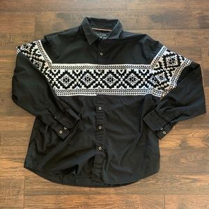 Black Ink Design Western Button-Down Shirt
